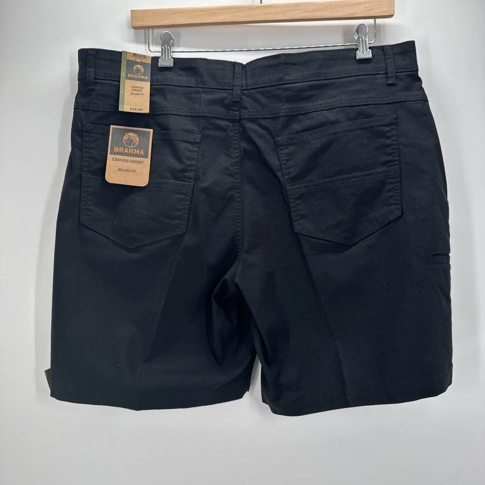 Brahma Mens Relaxed Fit Canvas Shorts 40 Black Utility Workwear Gorpcore